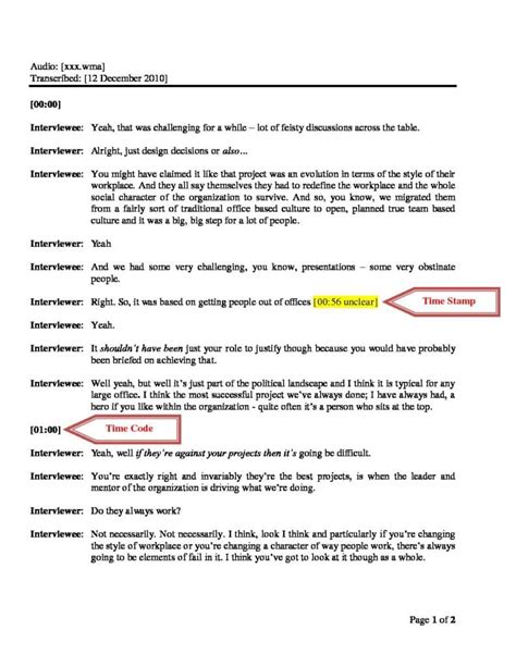 how to write an interview transcript