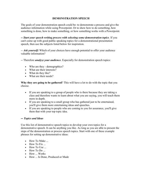 how to write an introduction for a demonstration speech