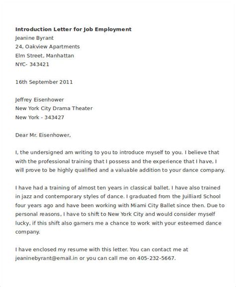 how to write an introduction letter for a job