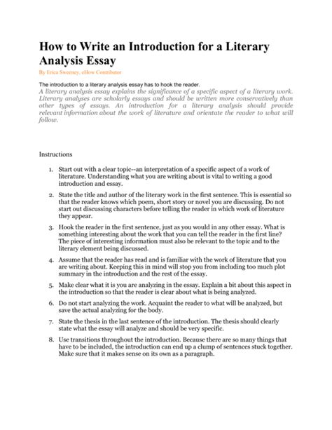 how to write an introduction paragraph for literary analysis