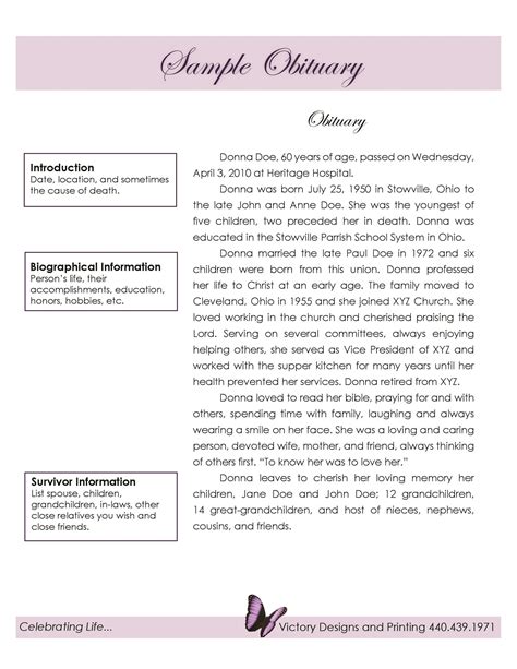 how to write an obituary sample