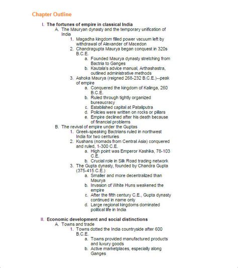 how to write an outline for a textbook chapter