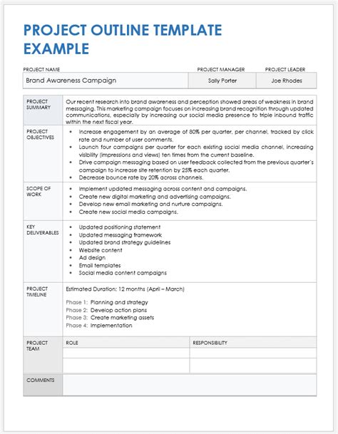 how to write an outline of a project