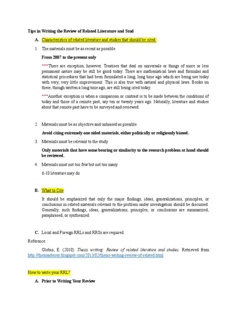 how to write an rrl and rrs