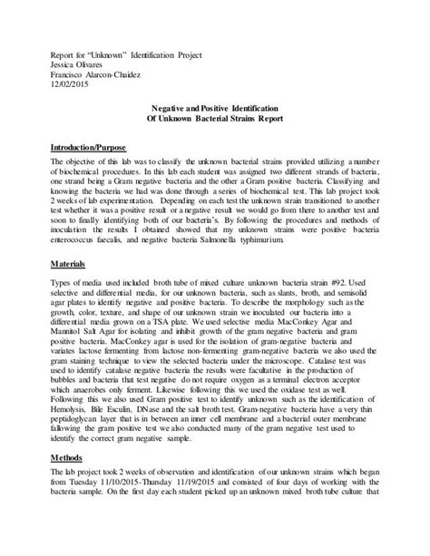 how to write an unknown lab report in microbiology