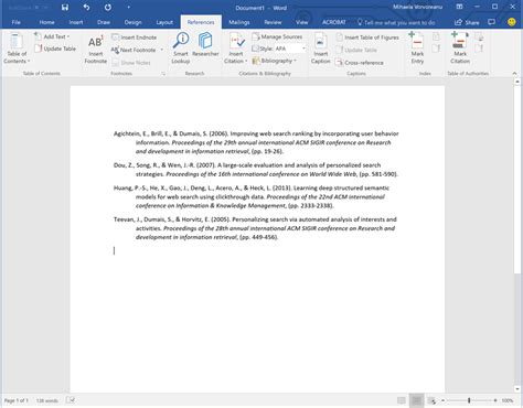 how to write apa reference in word