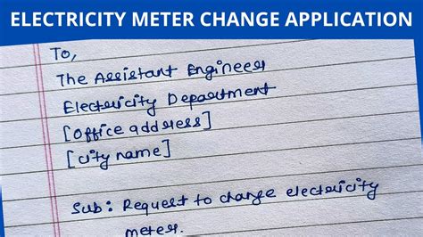 How To Write Application For Electricity Meter Change In English
