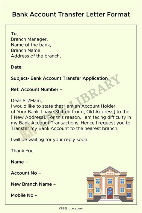 how to write application letter for bank account transfer