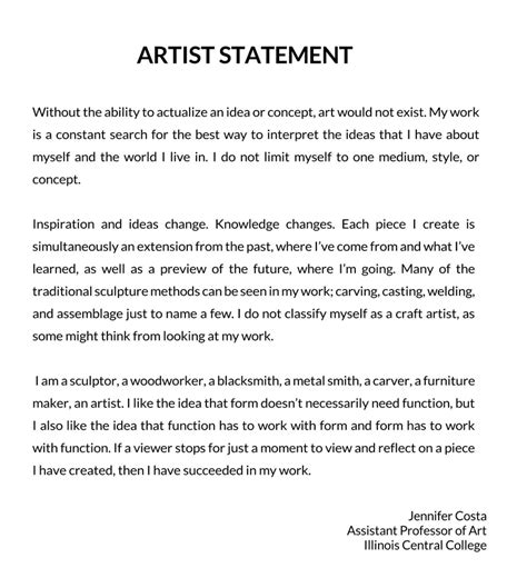 how to write artist statement examples