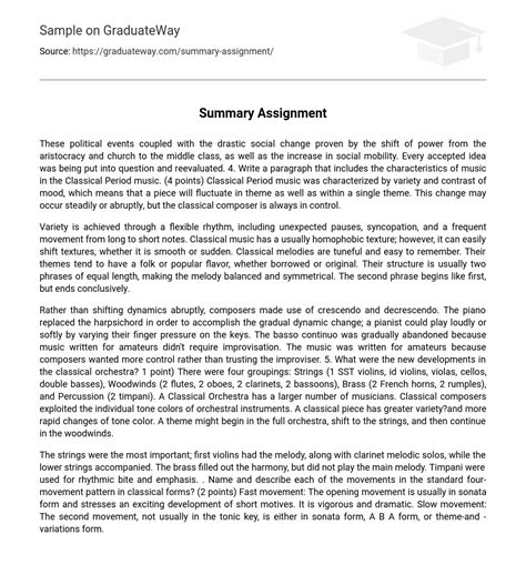 how to write assignment summary