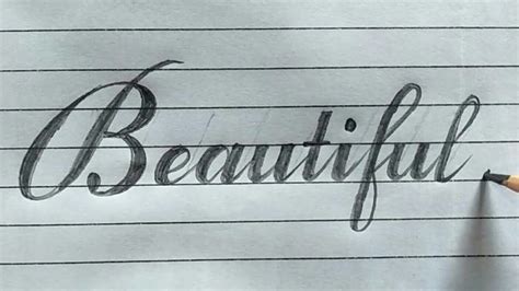 how to write beautiful in cursive