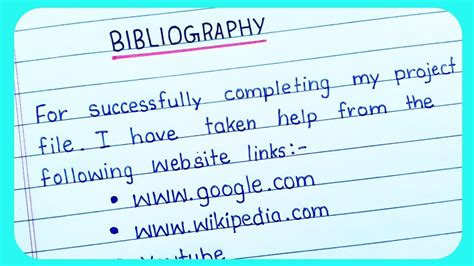 how to write bibliography for project class 11