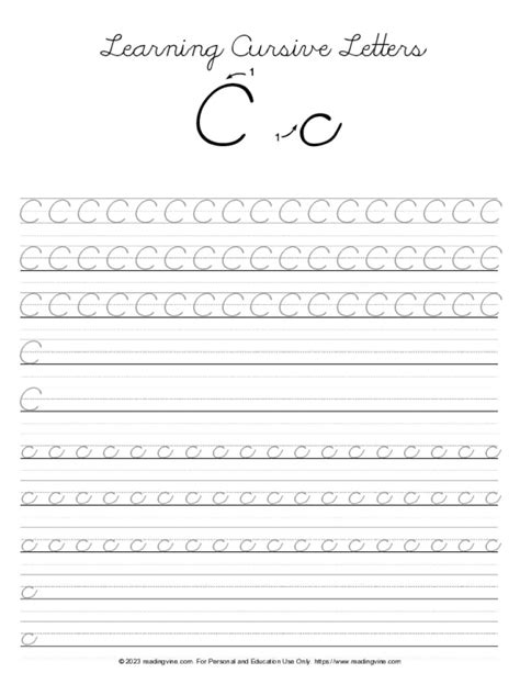how to write c in cursive
