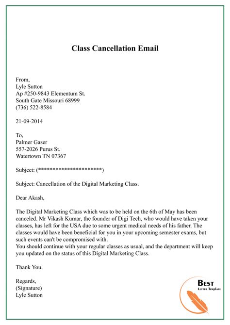 how to write cancellation email sample