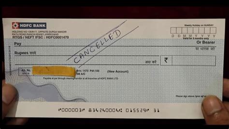 how to write cancelled cheque hdfc