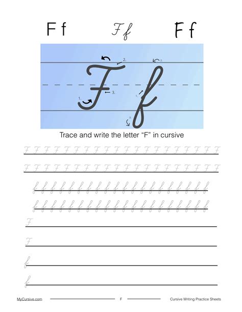 how to write capital letter f in cursive