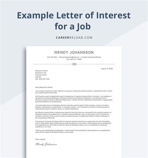 Job Letter Of Interest Letter of Interest Examples and Format