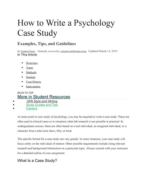 how to write case study report in psychology