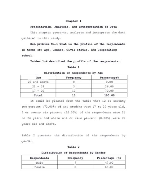 how to write chapter 4 presentation analysis and interpretation of data