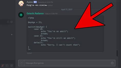 how to write code in discord