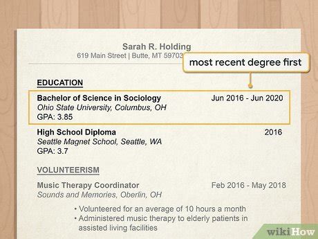 how to write college major on resume