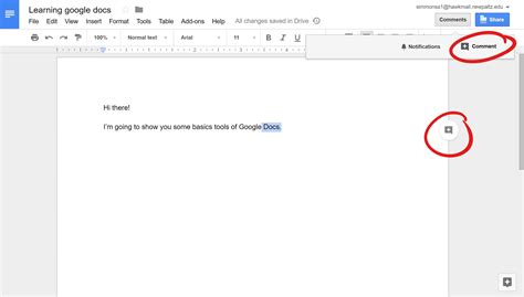 how to write comments in google docs