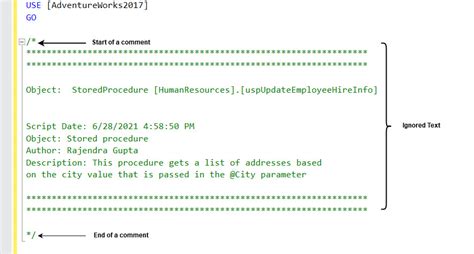 how to write comments in sql file