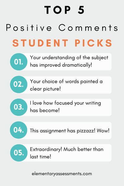 how to write comments on students work