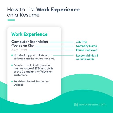 how to write current work experience in resume