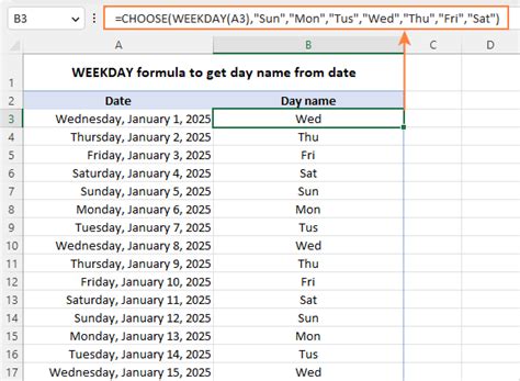 how to write day of the week in excel