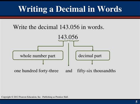 how to write decimal amount in words