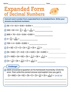 how to write decimals in expanded form grade 6