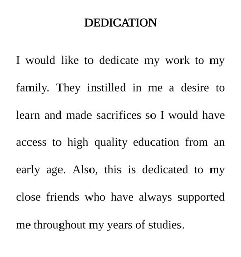 how to write dedication in attachment report