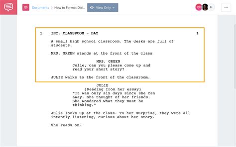how to write dialogue script format