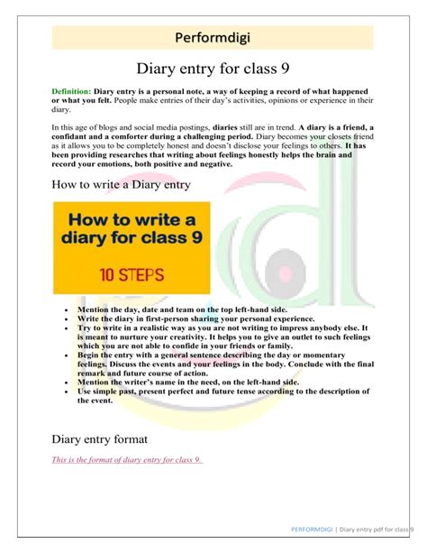 how to write diary entry class 9 with answers