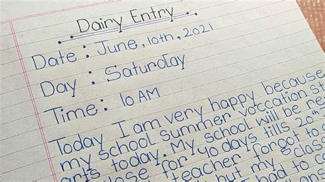 how to write diary entry format for class 9