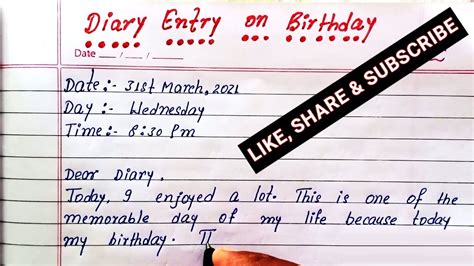 How To Write Diary Entry On Birthday
