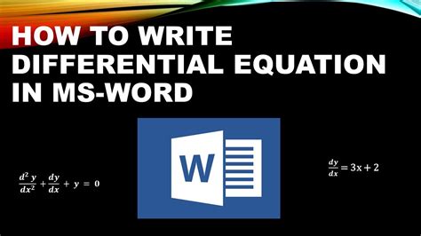 how to write differential equations in word