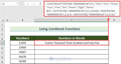how to write digits in words in excel