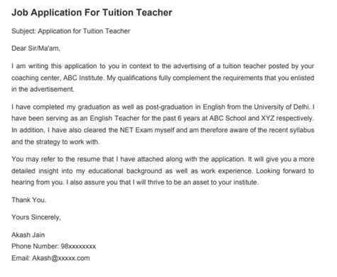 how to write email for teaching job