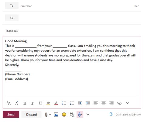 how to write email to professor for missing exam