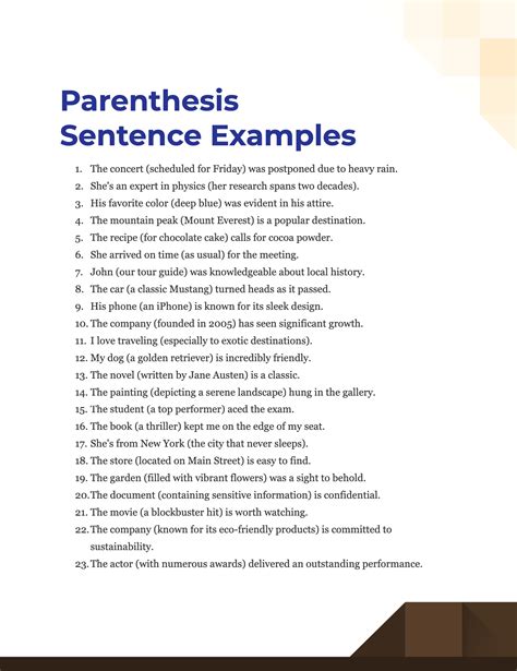 how to write example in parentheses