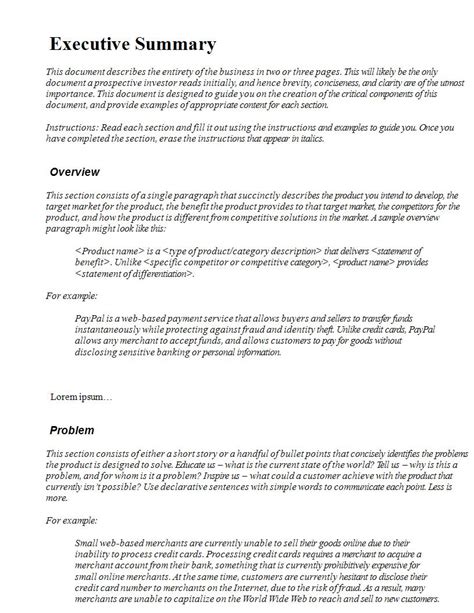 how to write executive summary sample