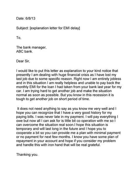 how to write explanation letter