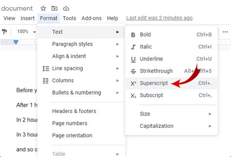 how to write exponents in google docs mac