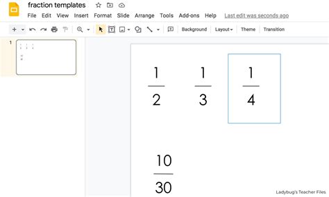 how to write fractions in google slides