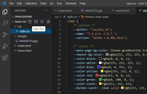 how to write html and css code in visual studio