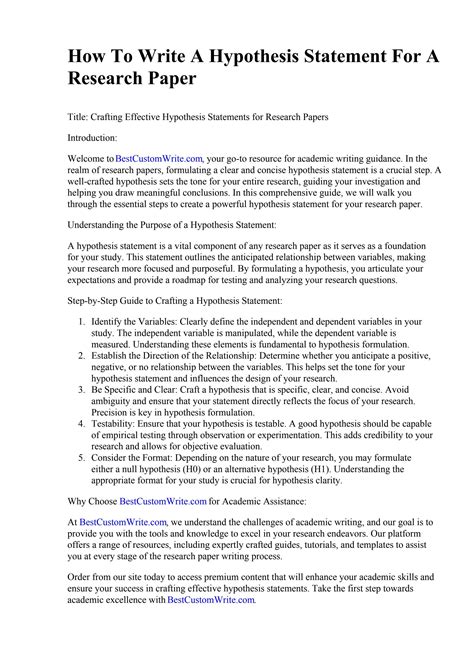 how to write hypothesis in research paper example