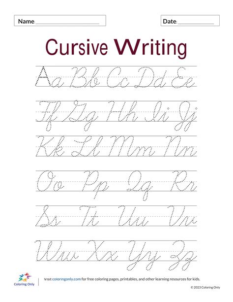 How To Write In Cursive Printable Worksheet
