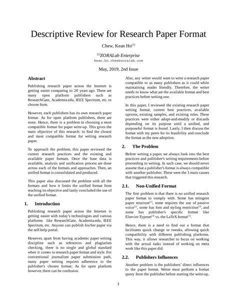 how to write in research paper format in word